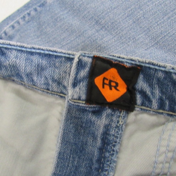 Wrangler Cool Vantage FR Straight Distressed Wash Blue Jeans - Picture 10 of 14